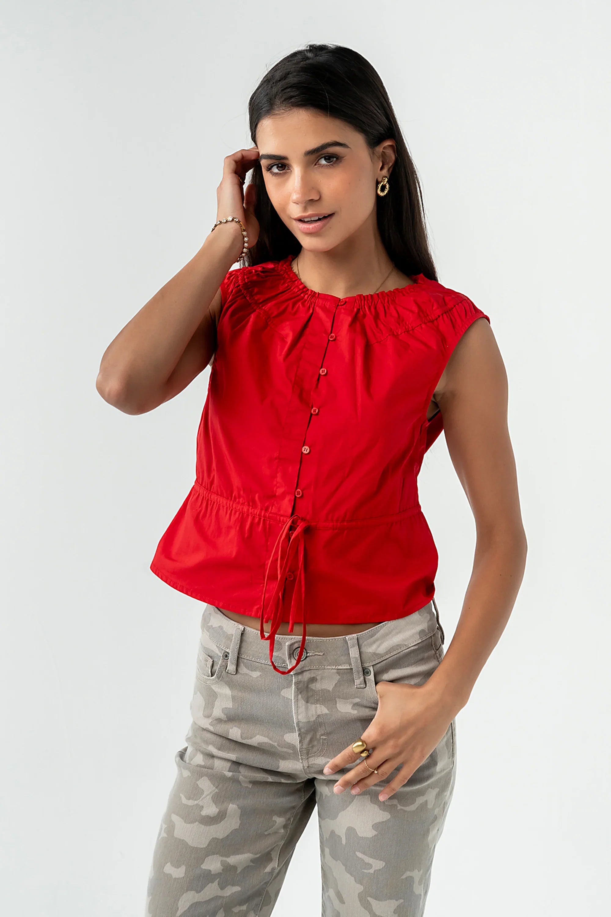 Tamika Ruched Top in Red