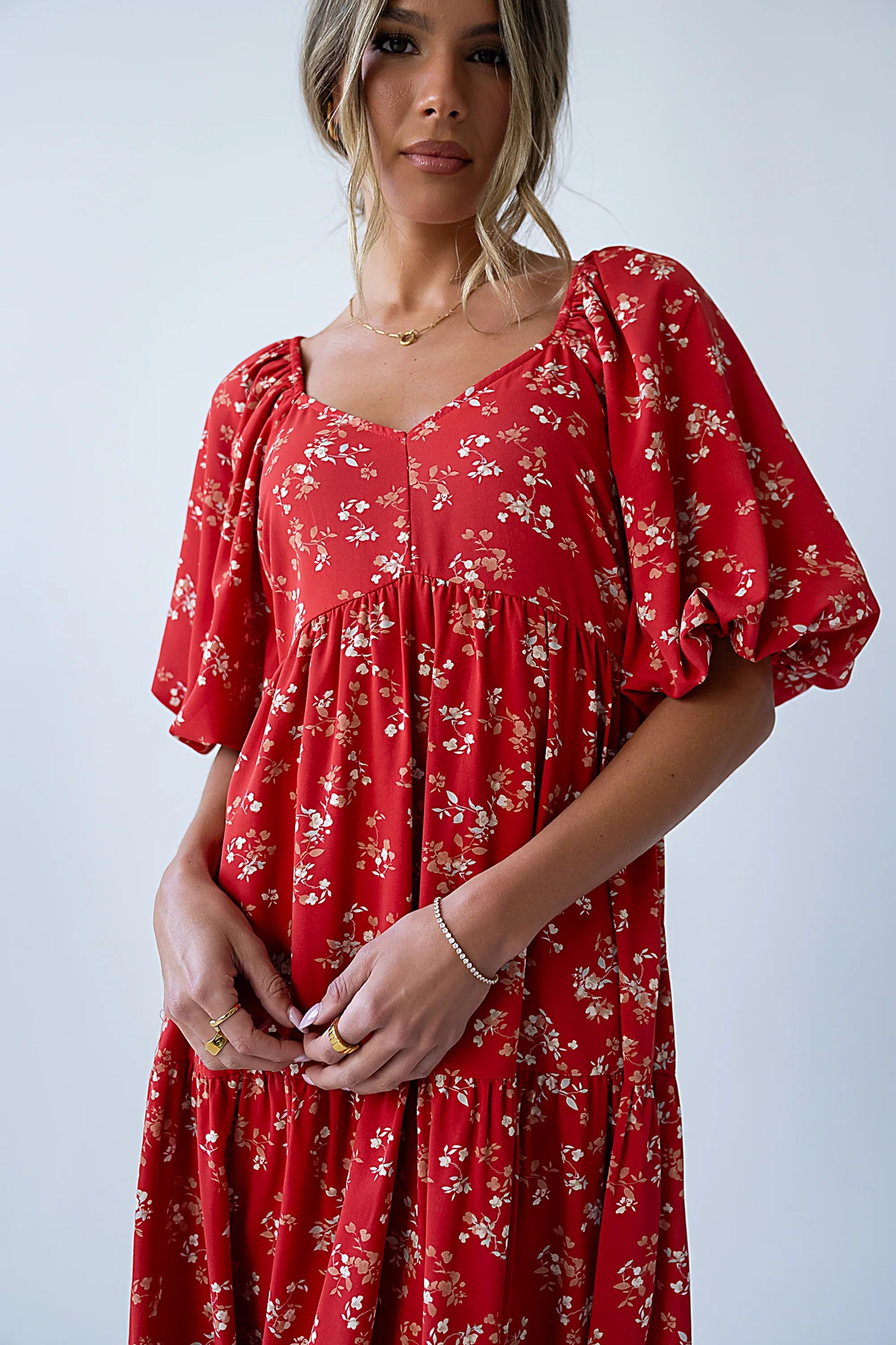 Amy Floral Maxi Dress in Red FINAL SALE