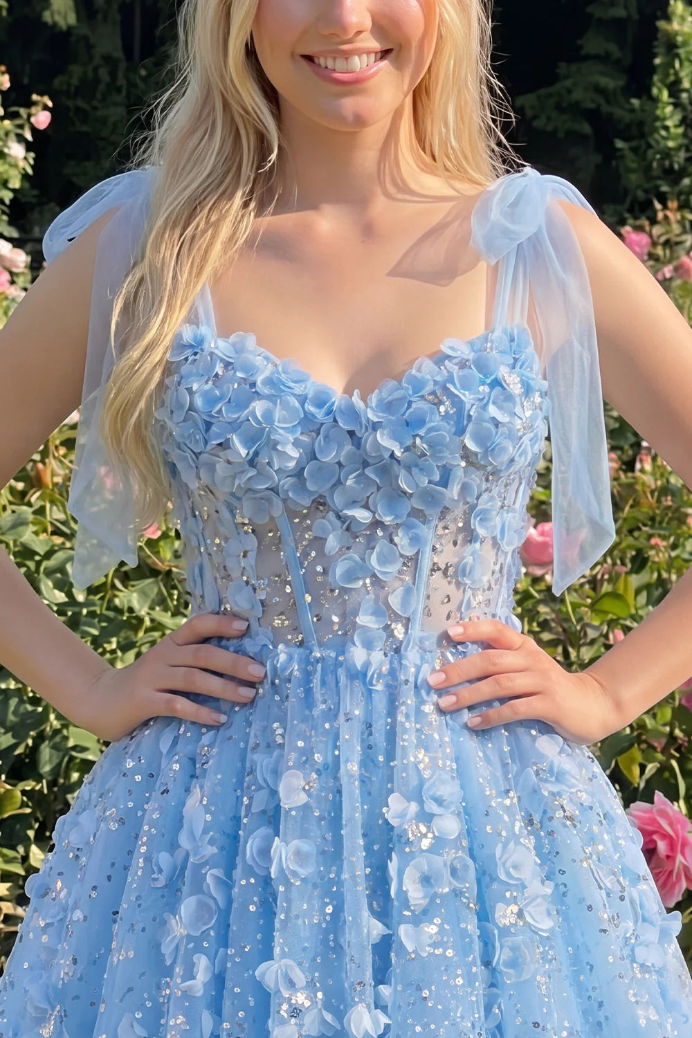 Lilac Sequin A Line Corset Short Homecoming Dress with 3D Flowers