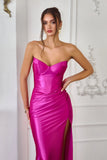 Rory Gown Strapless Bustier Fitted Satin Gown