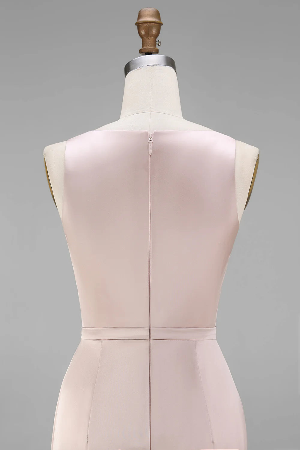 Sage Green Sheath Bateau Neck Satin Bridesmaid Dress