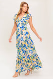 BRIDGEPORT MAXI DRESS BLUE FLORAL SUMMER DRESS