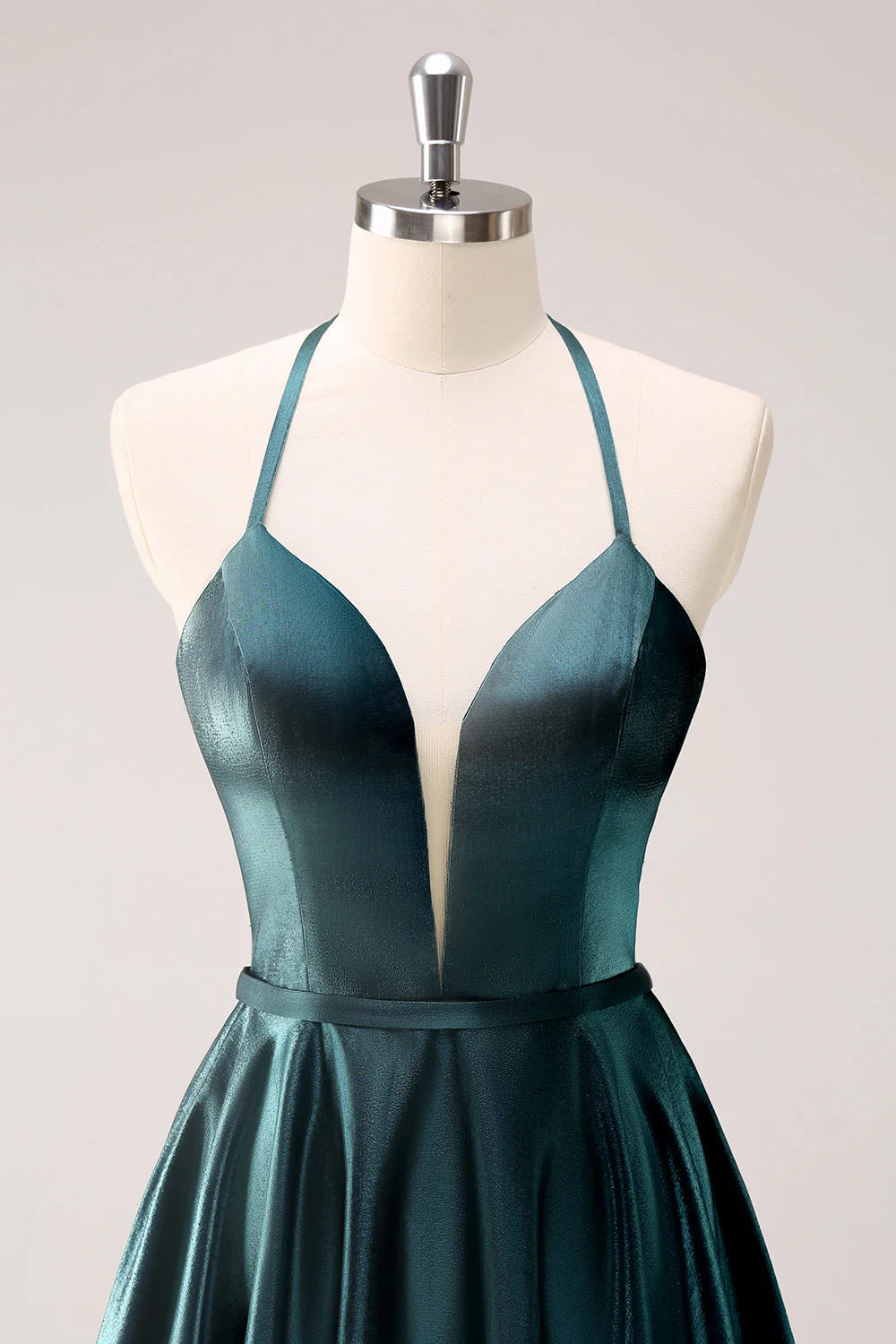 Peacock Blue A Line Halter Short Homecoming Dress with Lace Up Back