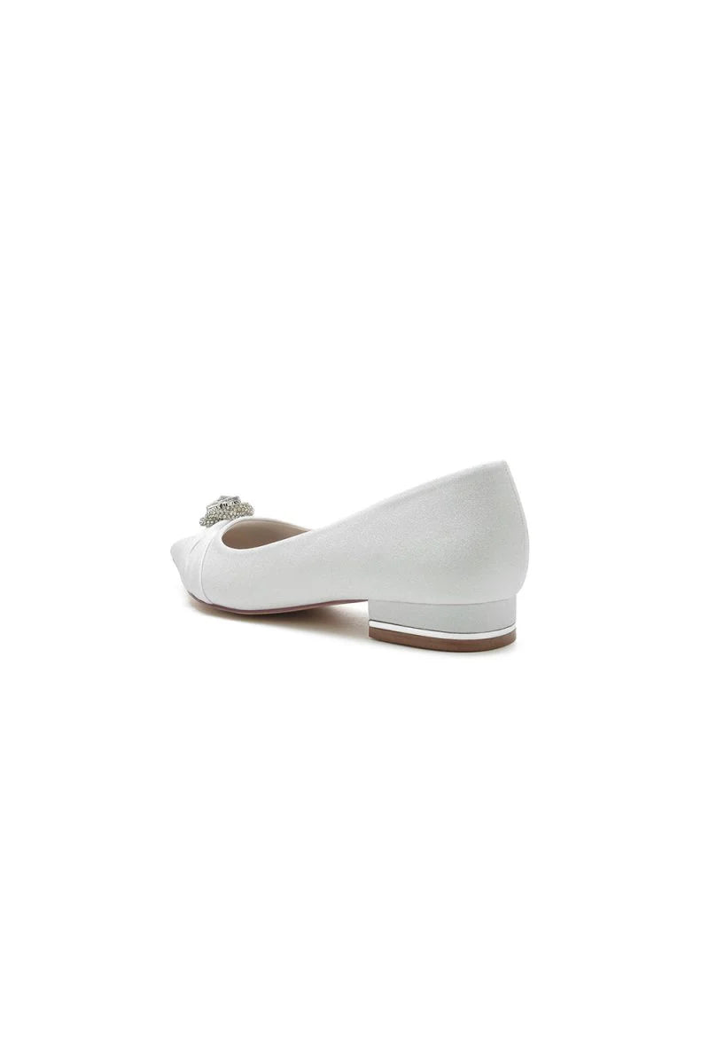 Beaded Pointed Toe Slip On Wedding Shoes With Rhinestone
