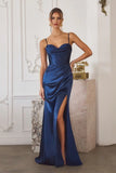 DAWSON GOWN STRETCH SATIN DRESS