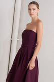 OPERA WINE BURGUNDY MIDI DRESS WITH POCKETS