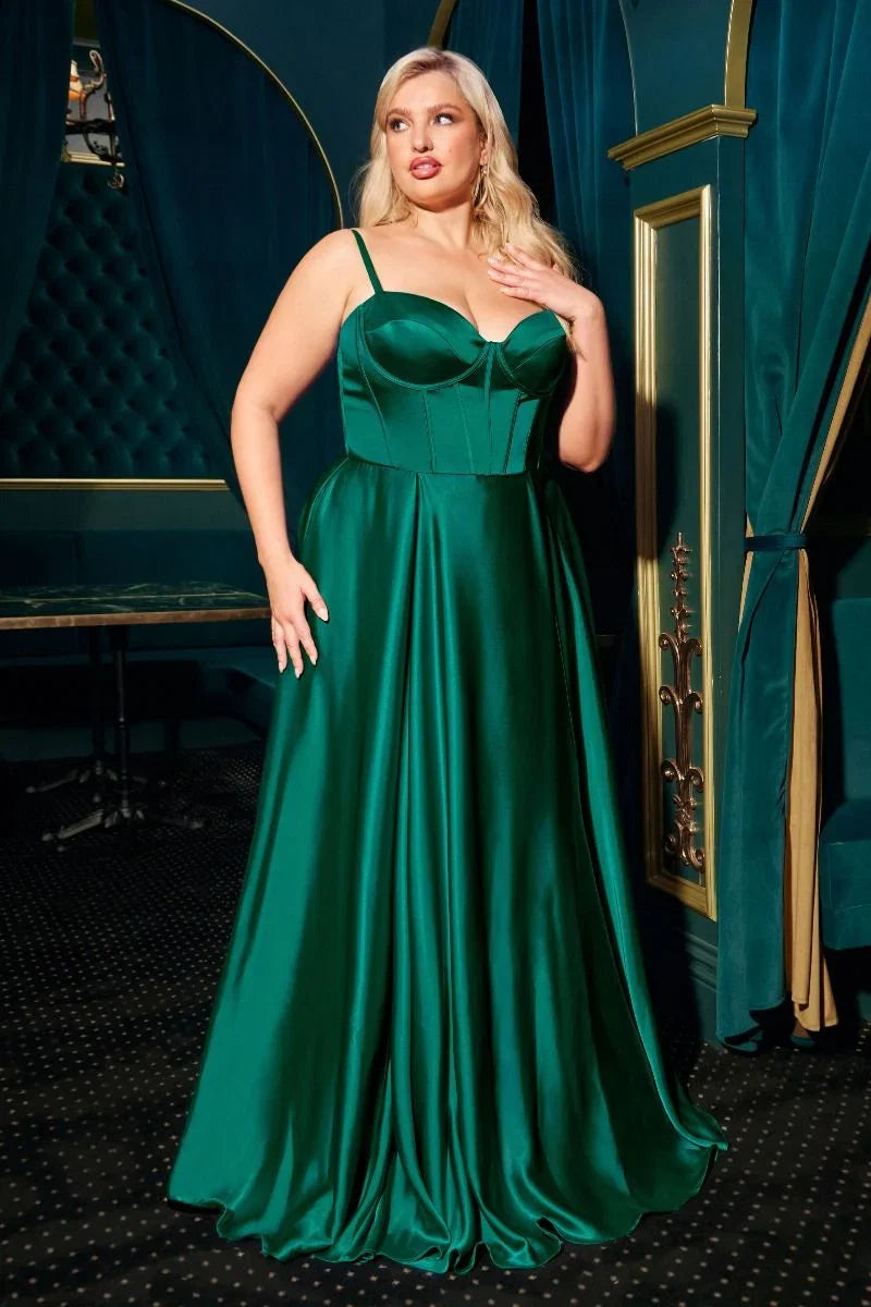 SELMA GOWN A LINE LUXE SATIN BUSTIER DRESS