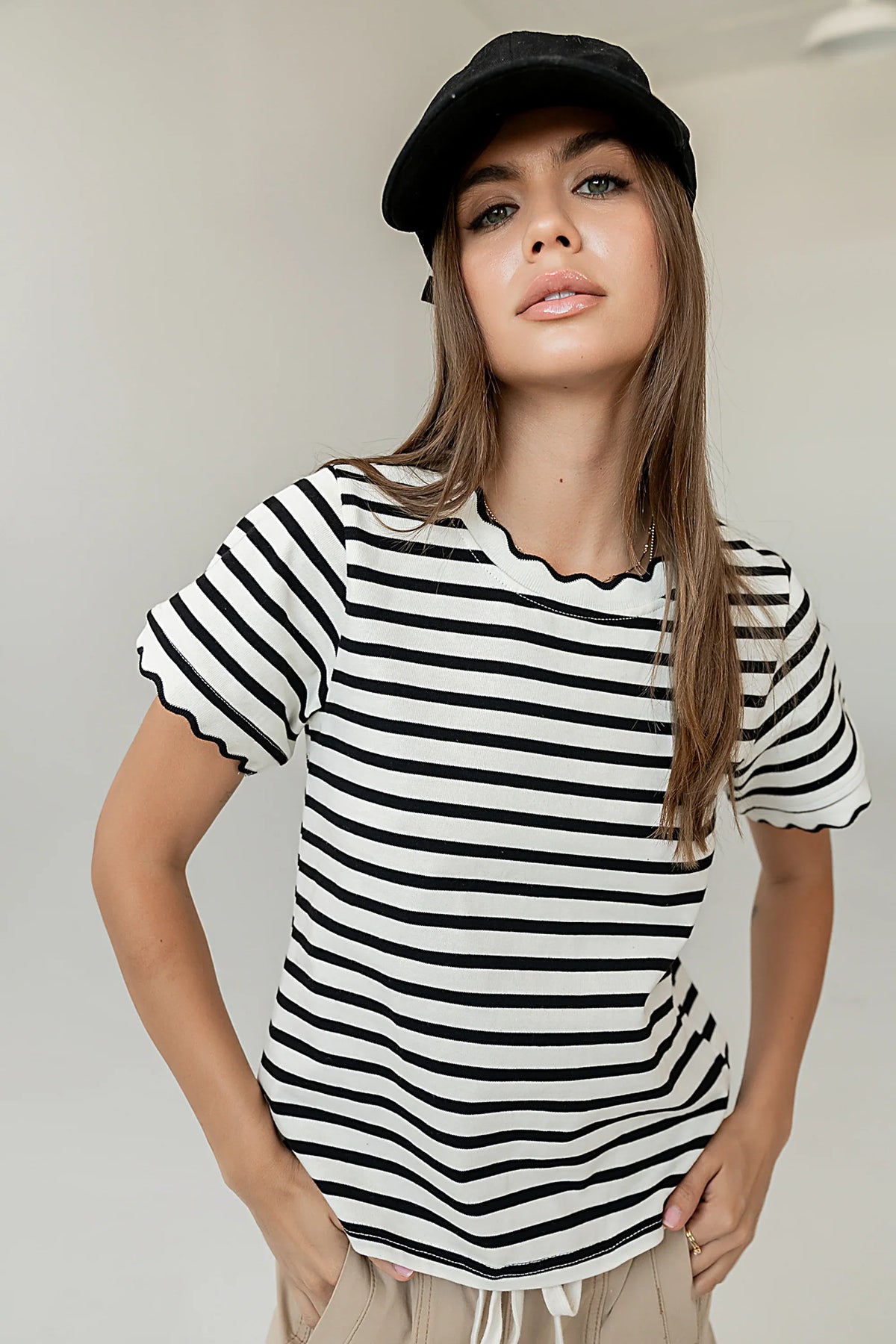 Walker Scalloped Top in Black