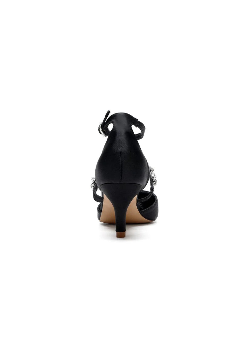 Pointed Toe Rhinestone Ankle Straps High Heels