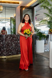 A Line Red Infinity Long Bridesmaid Dress