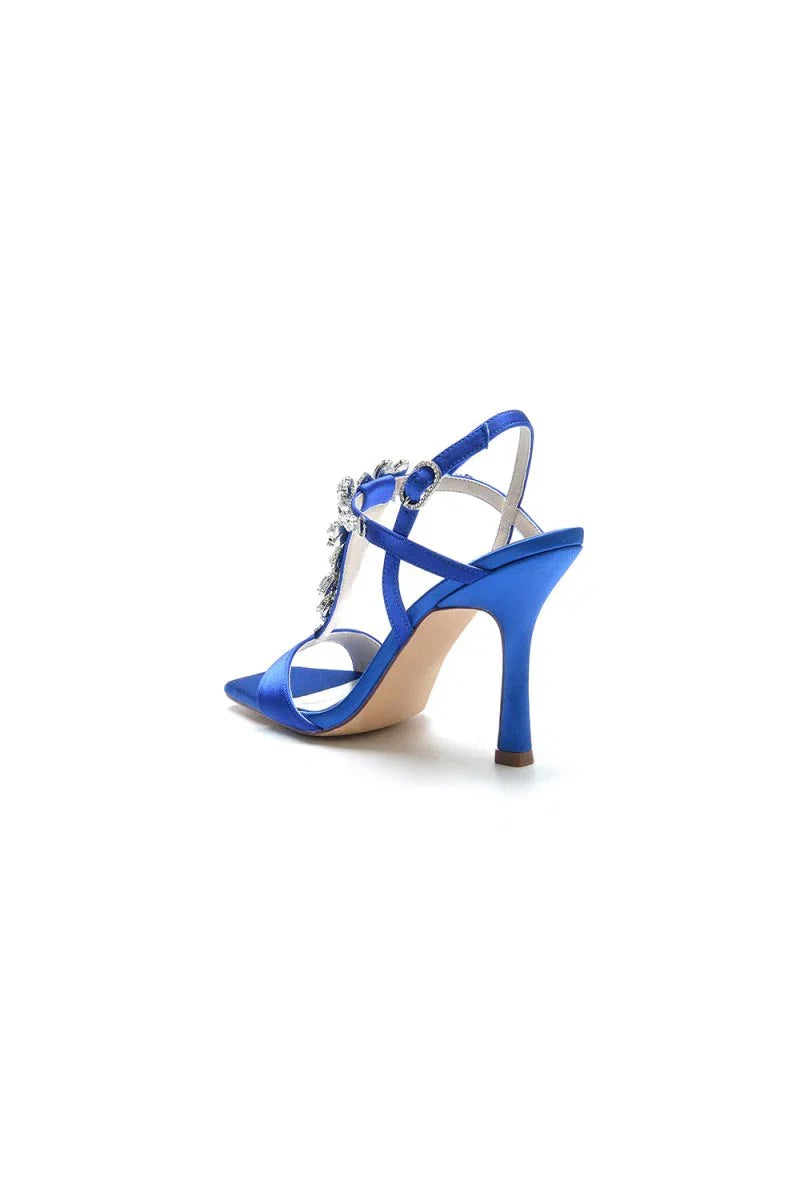 Buckle Straps Square Crystal Open Toe Chunky Heels