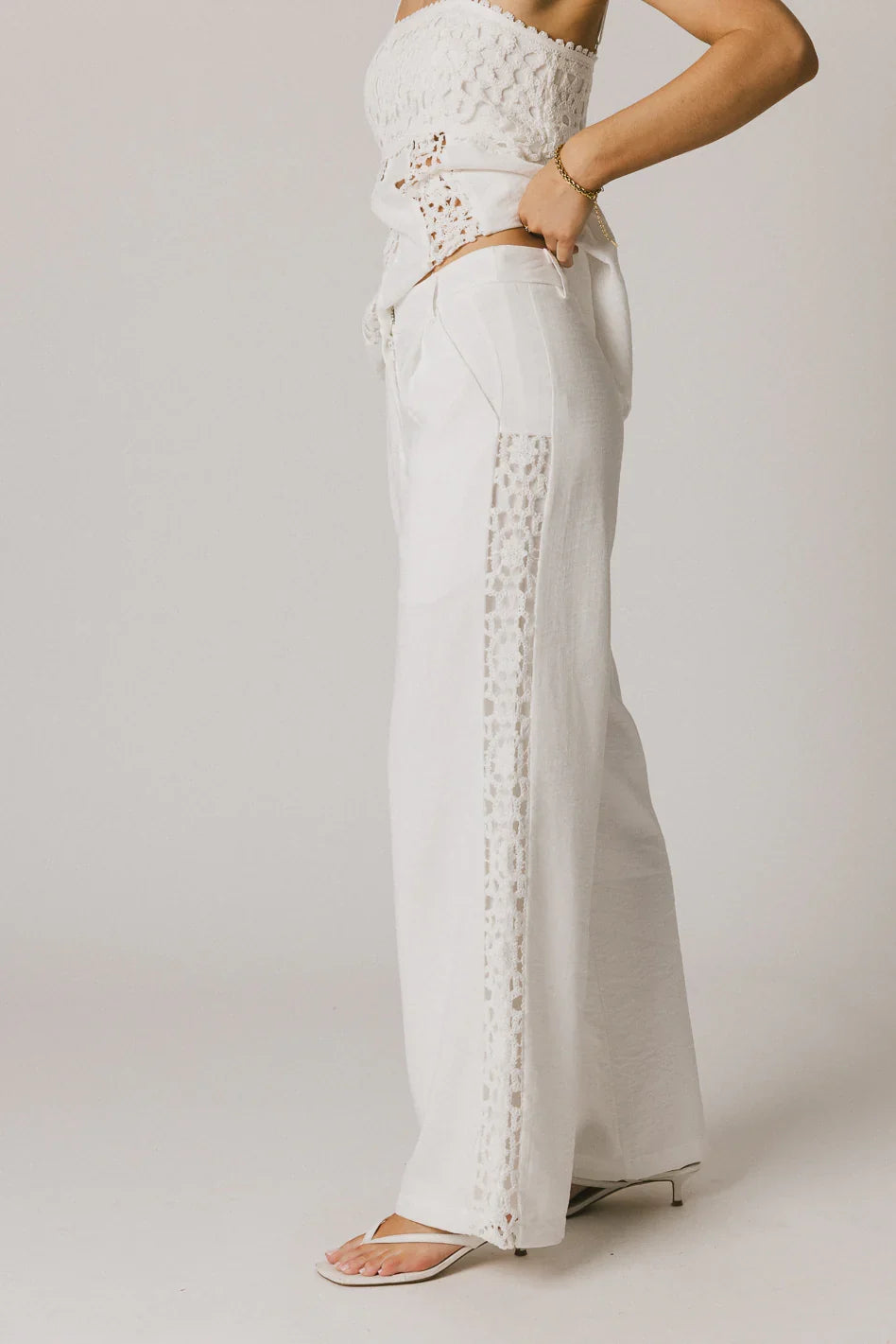 Karie Crochet Pants in White FINAL SALE