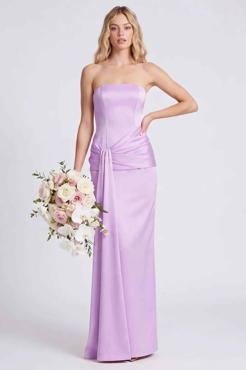 Strapless Mermaid Eucalyptus Bridesmaid Dress with Sash