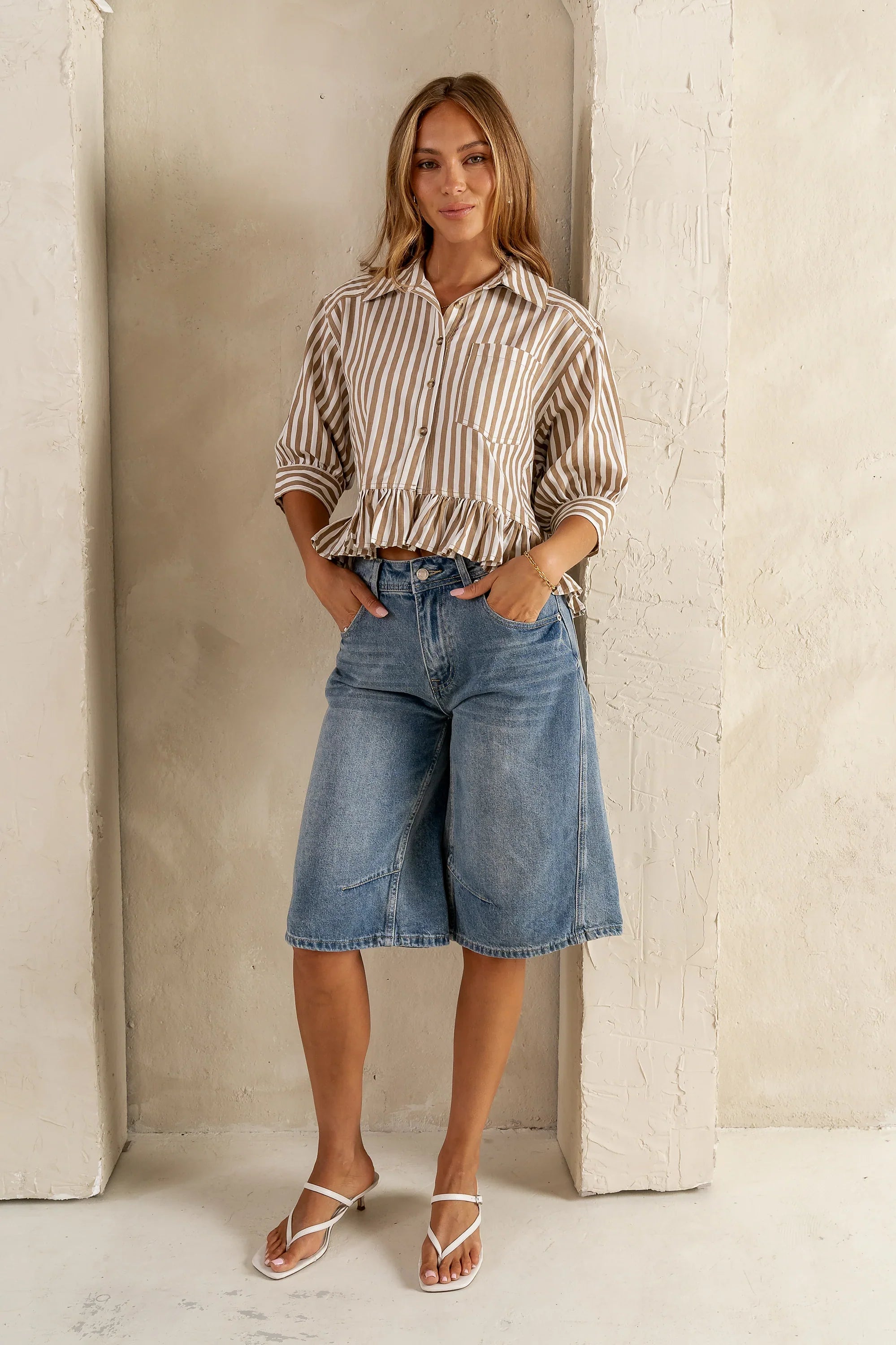 Alden Bermuda Shorts in Medium Wash FINAL SALE