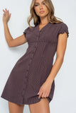 Lockie Pinstripe Mini Dress in Dark Brown FINAL SALE