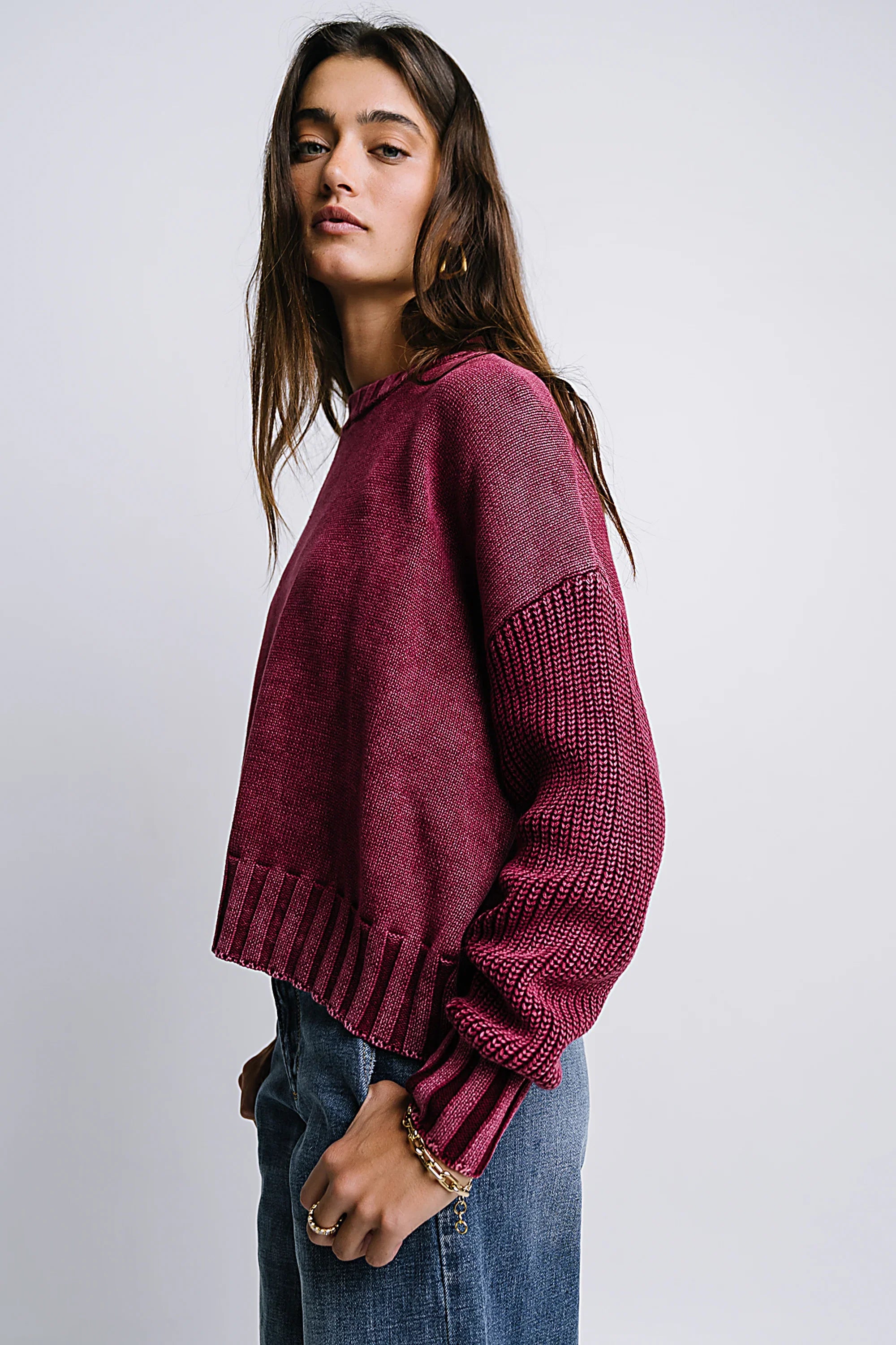 Payton Knit Sweater in Burgundy FINAL SALE