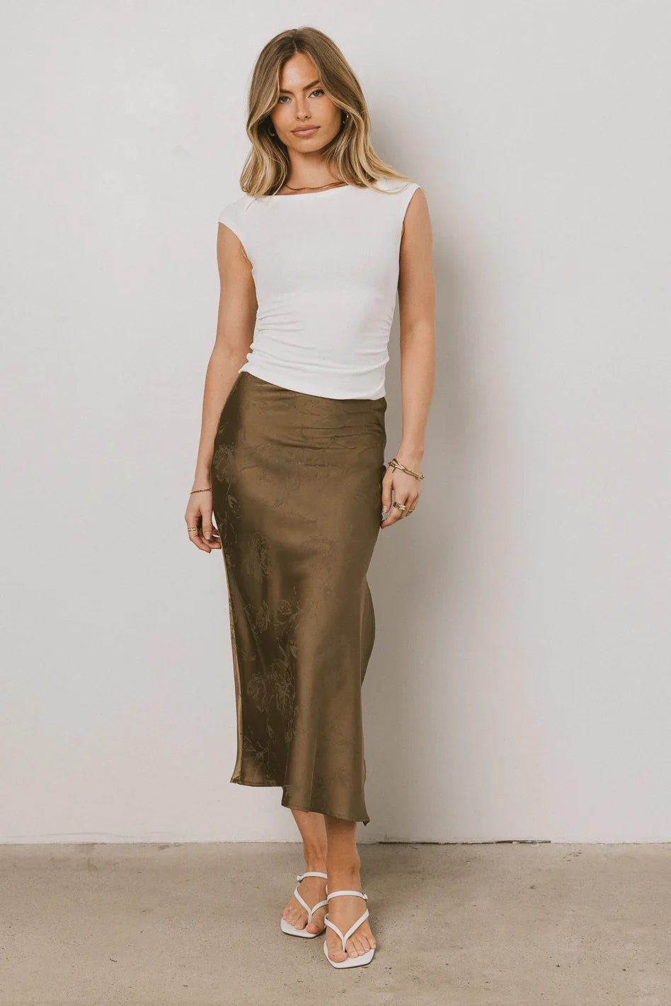 Ellie Floral Maxi Skirt in Olive FINAL SALE