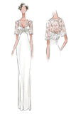 Sweetheart A line Chiffon Dress With Half sleeved Illusion Bodice