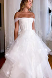 Simple White Corset A Line Wedding Dress with Appliques