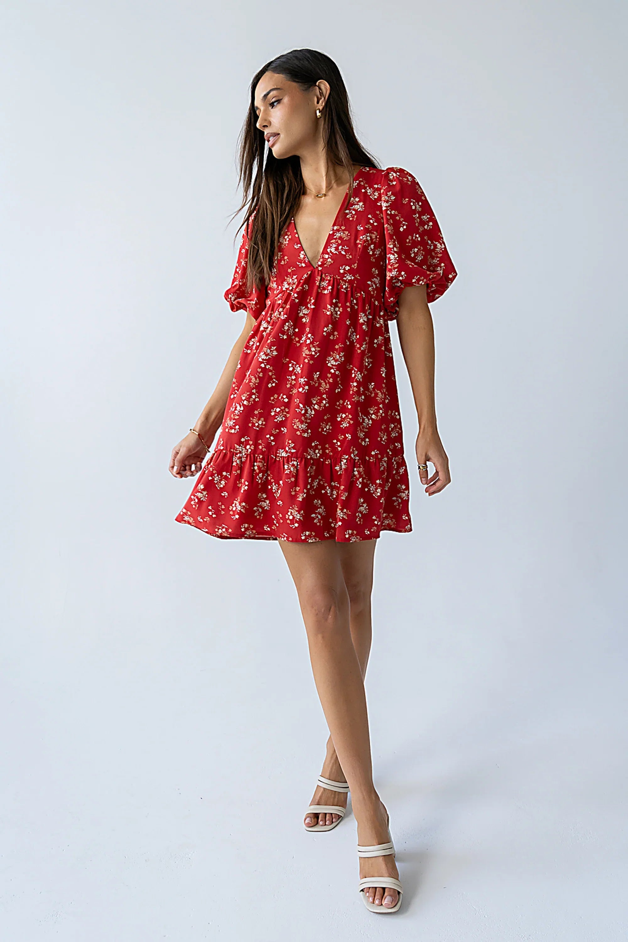 Lizzy Floral Mini Dress in Red FINAL SALE