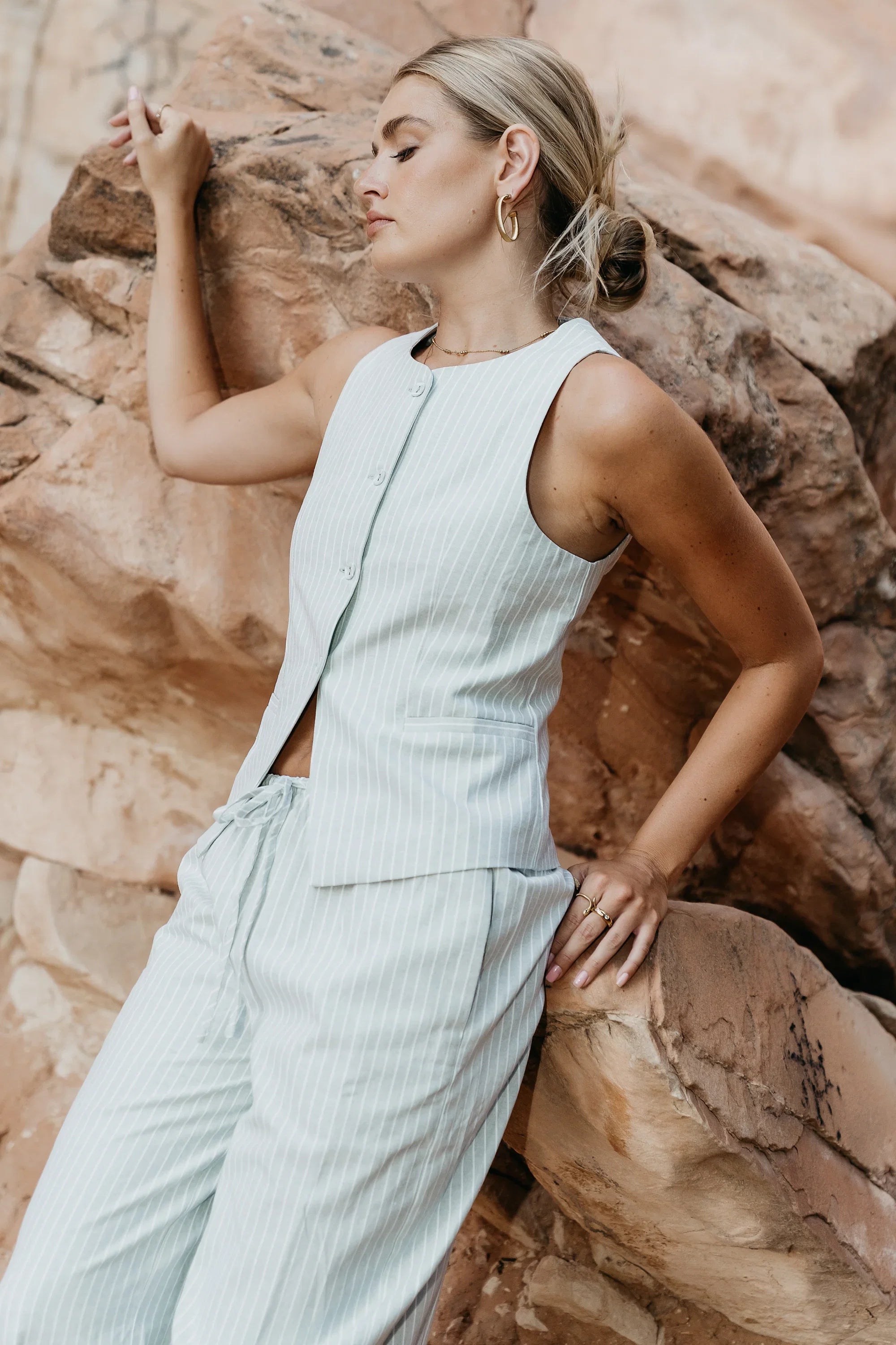 Rosa Striped Vest in Green