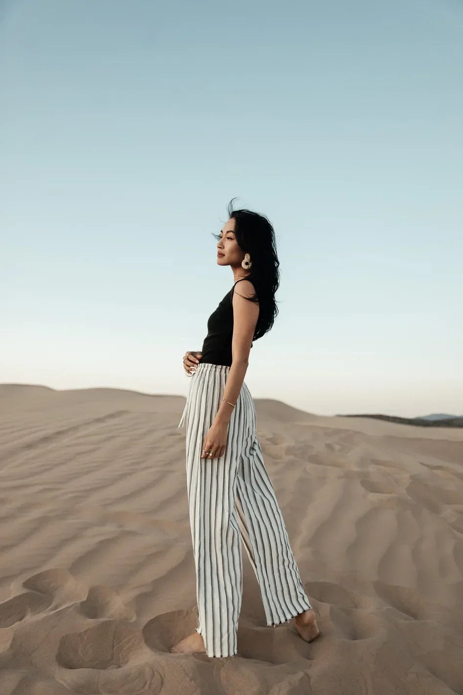 Ronan Striped Pants in White