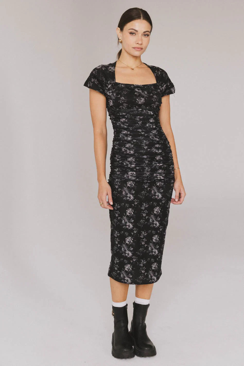 Kensie Ruched Midi Dress FINAL SALE