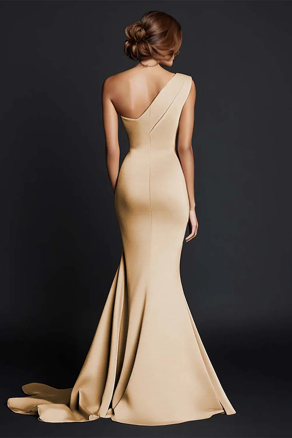 Khaki Mermaid One Shoulder Maxi Dress