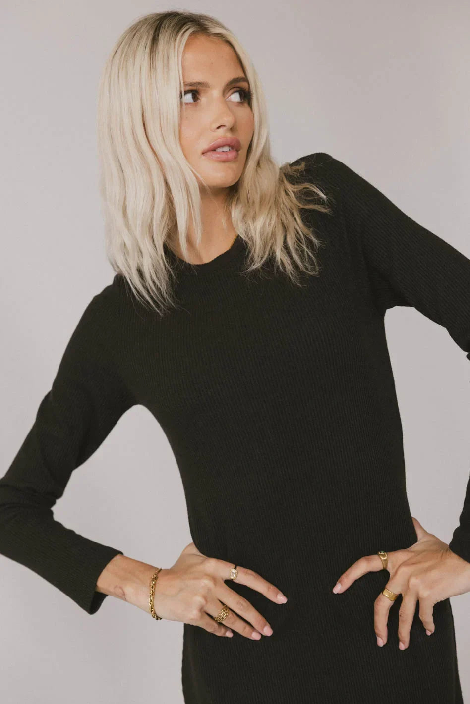 Lynette Ribbed Maxi Dress in Charcoal FINAL SALE