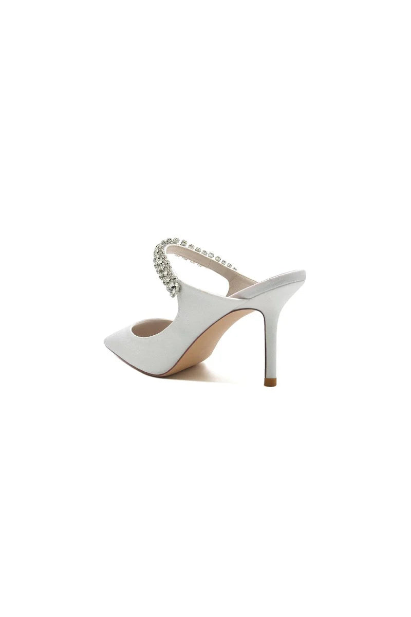 Glitter Pointed Toe Rhinestone Strappy Slip on Stiletto Heels