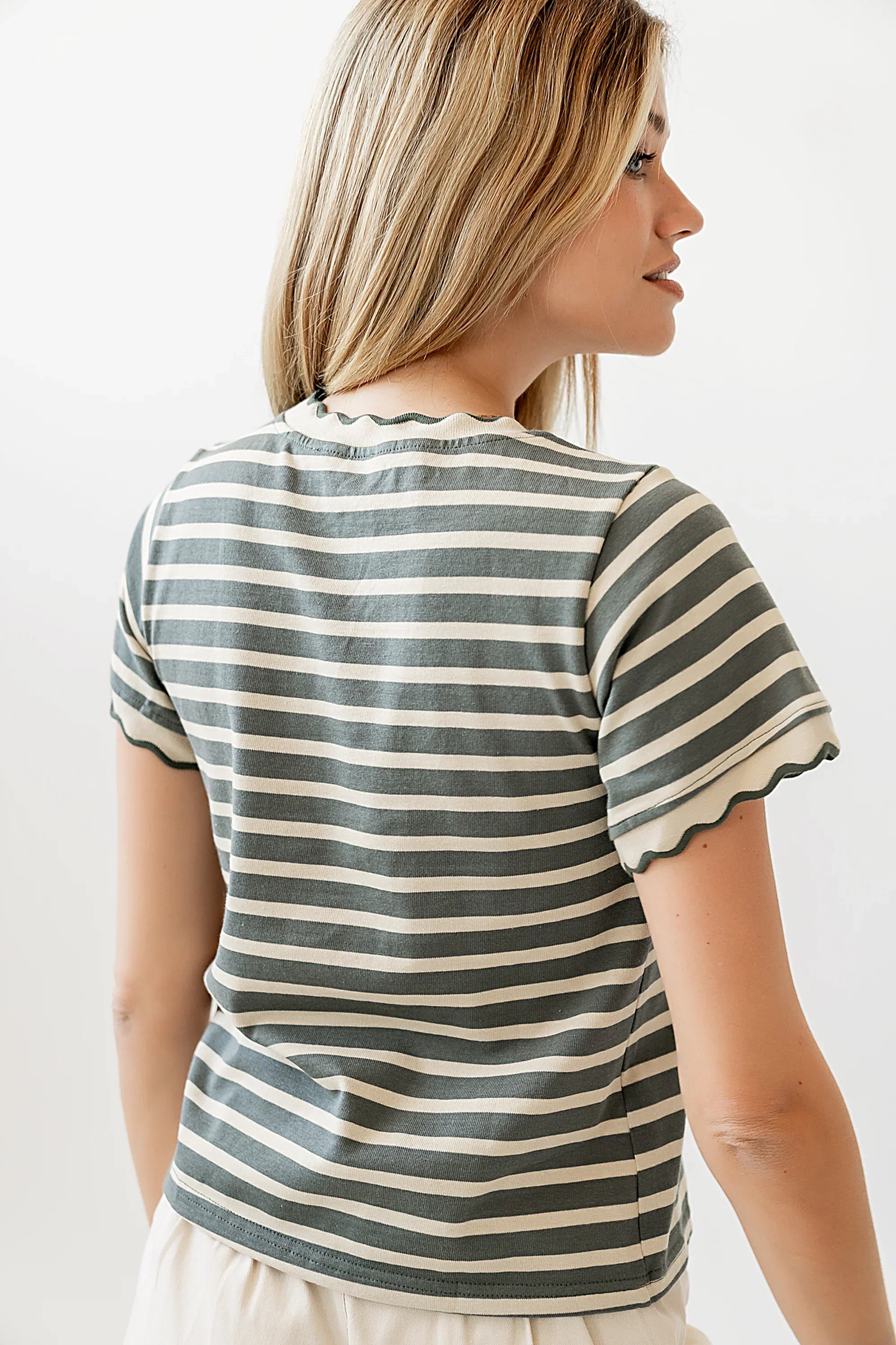 Walker Scalloped Top in Olive