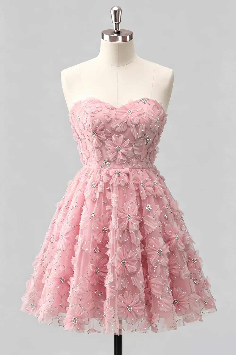 Sage Beaded Strapless A Line Short Homecoming Dress