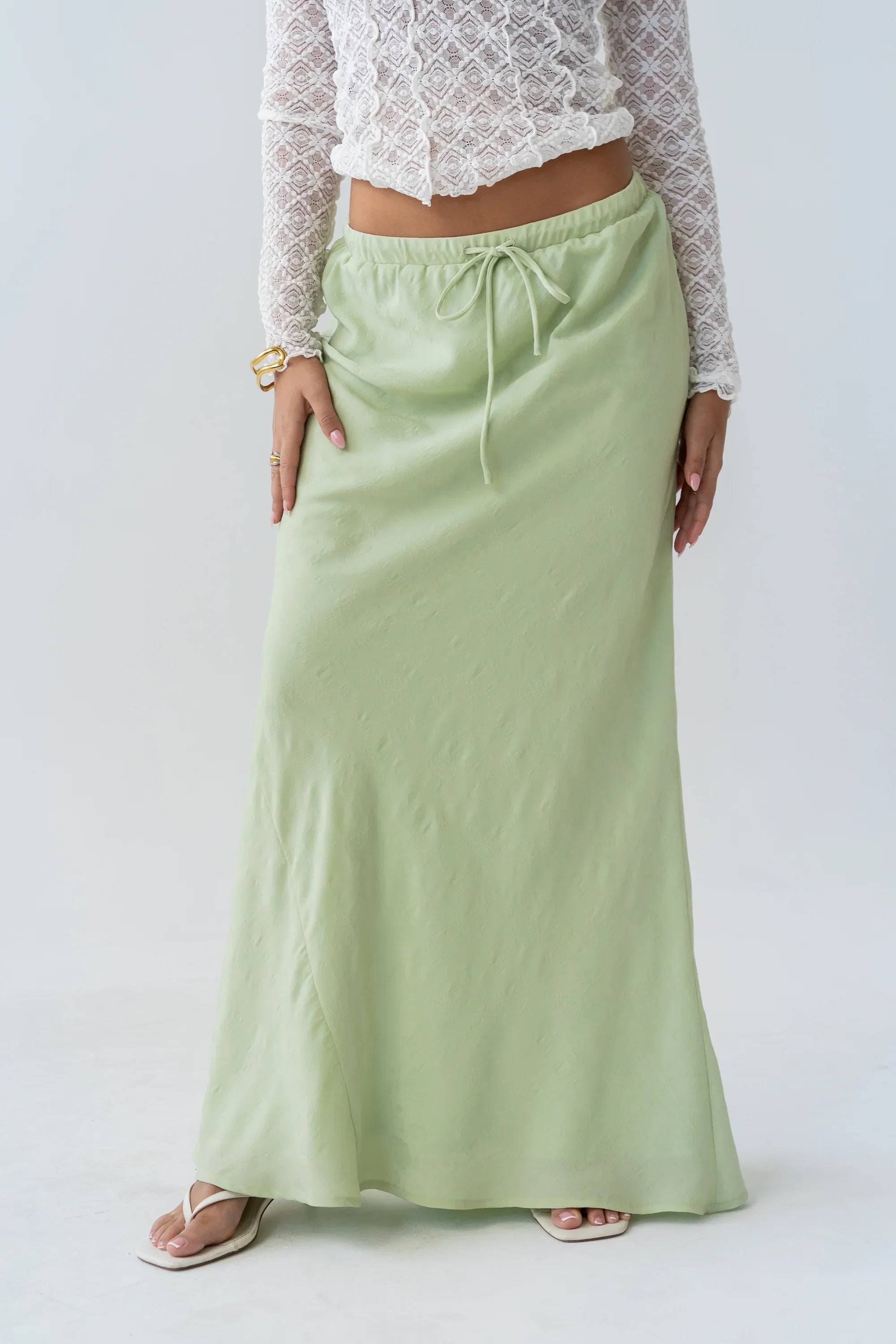 Marty Floral Maxi Skirt in Green