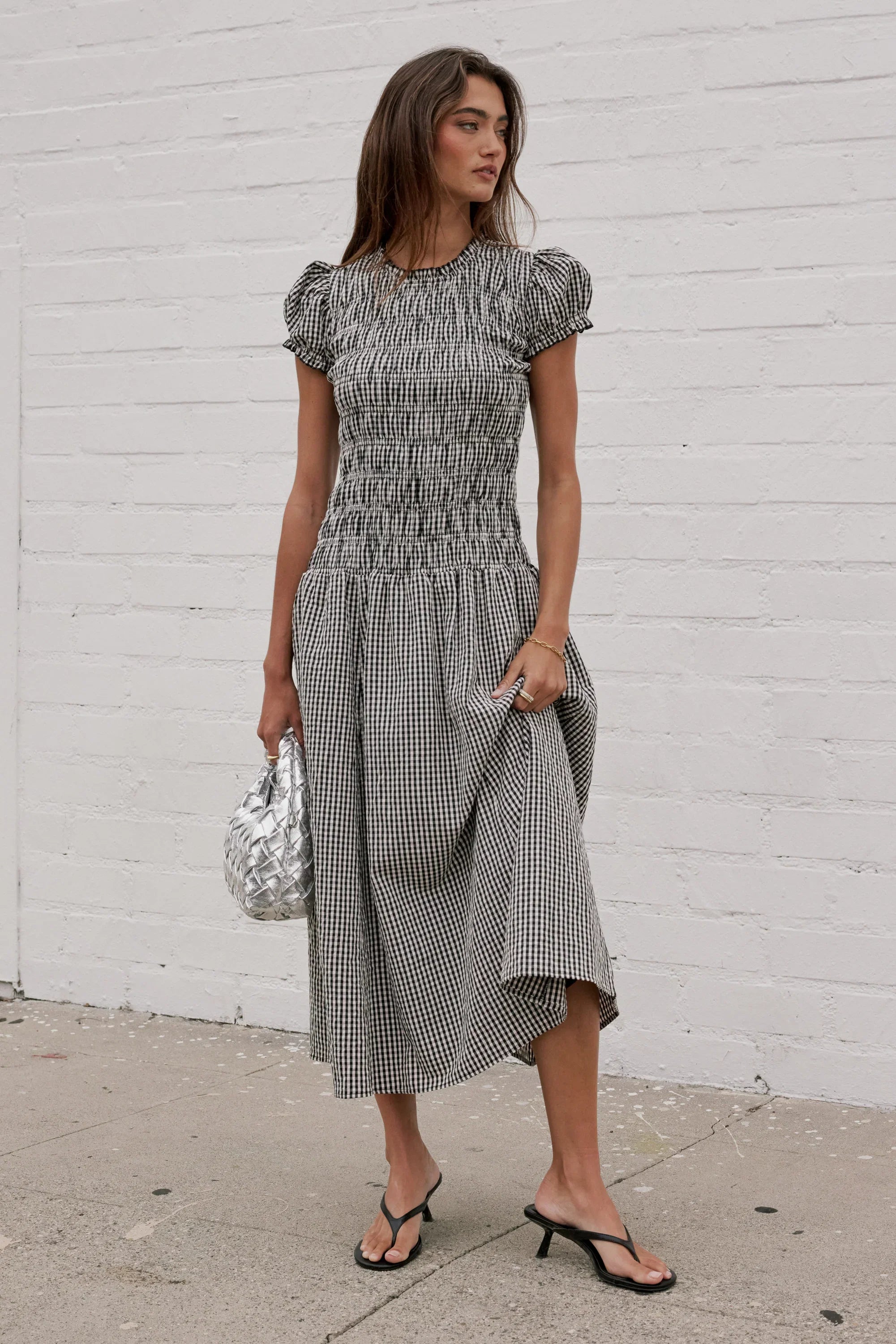 Opal Gingham Maxi Dress in Black