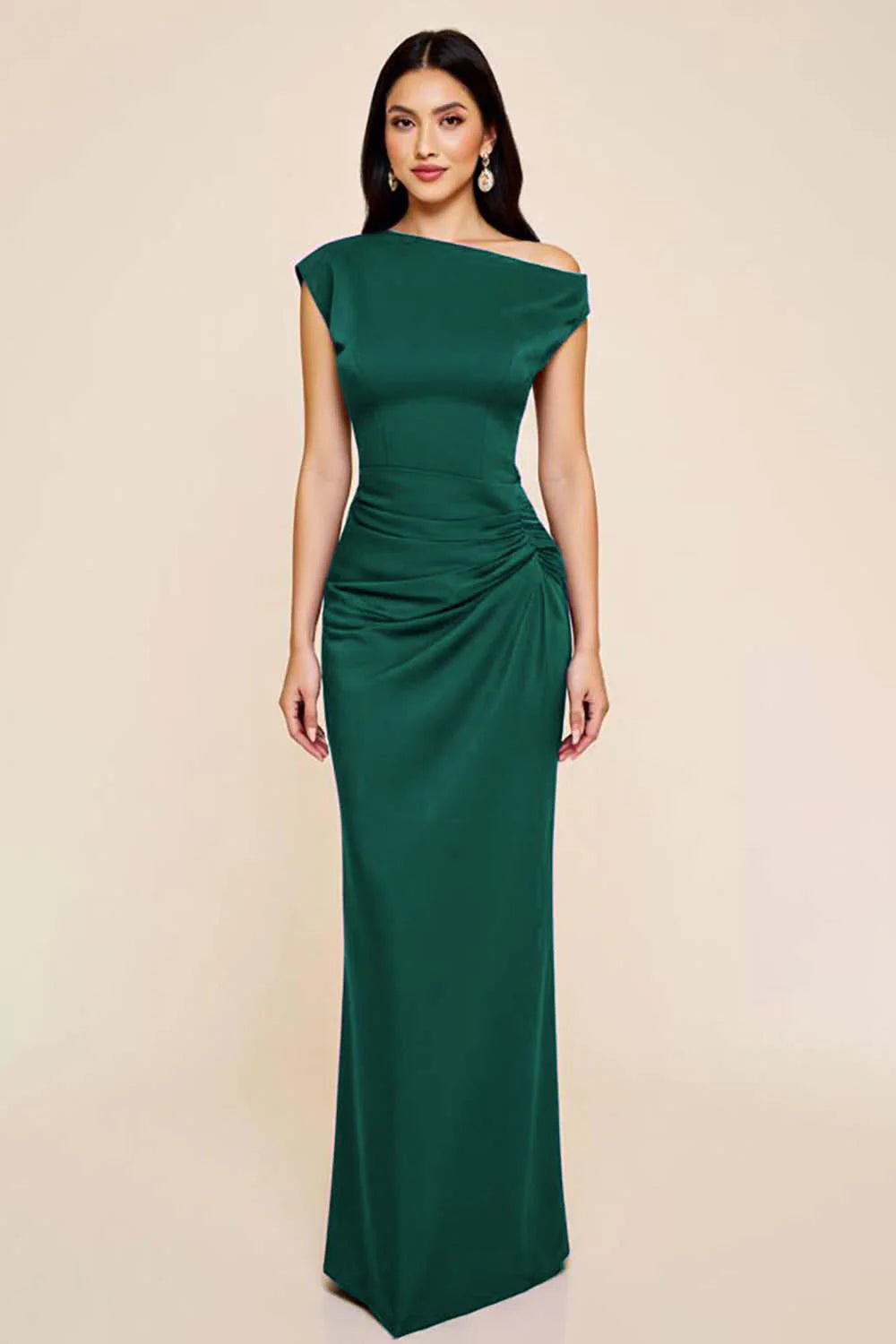 Ruched Off The Shoulder Black Mermaid Formal Dress