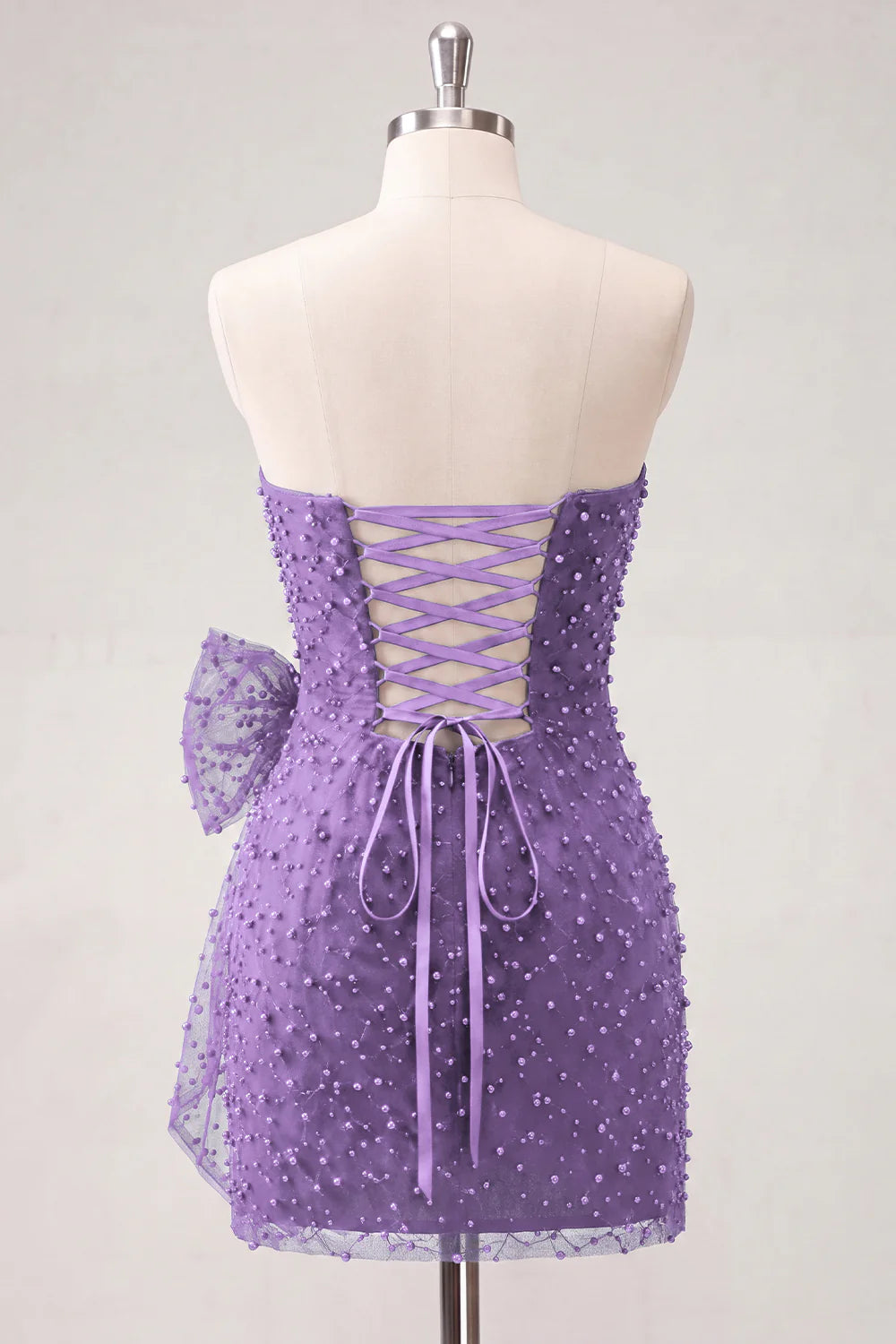 Lilac Bodycon Beaded Strapless Short Homecoming Dress