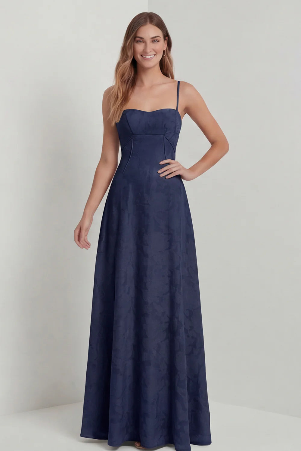 Sage Green A Line Spaghetti Straps Floral Burnout Bridesmaid Dress