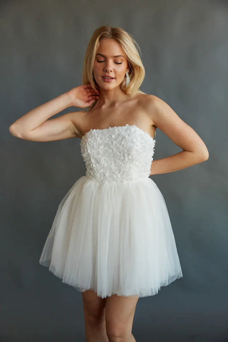 Grace Floral Applique Tulle Babydoll Mini Dress