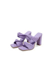 Lavender High Heels Woven Chunky Sandals