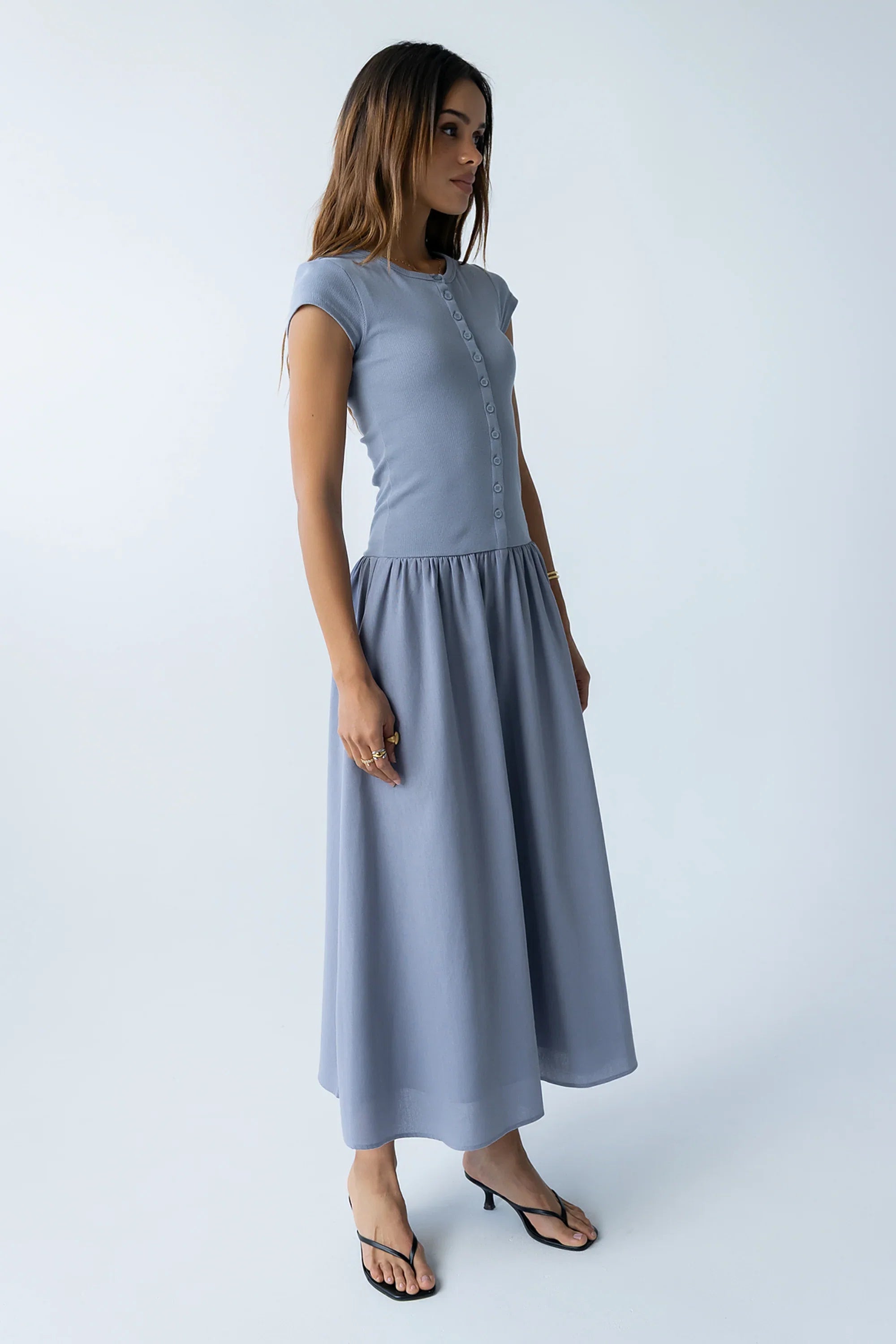 Bailee Maxi Dress in Slate Blue