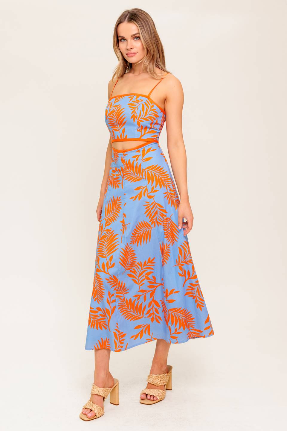 APRICOT SUNSET CUT OUT MIDI DRESS