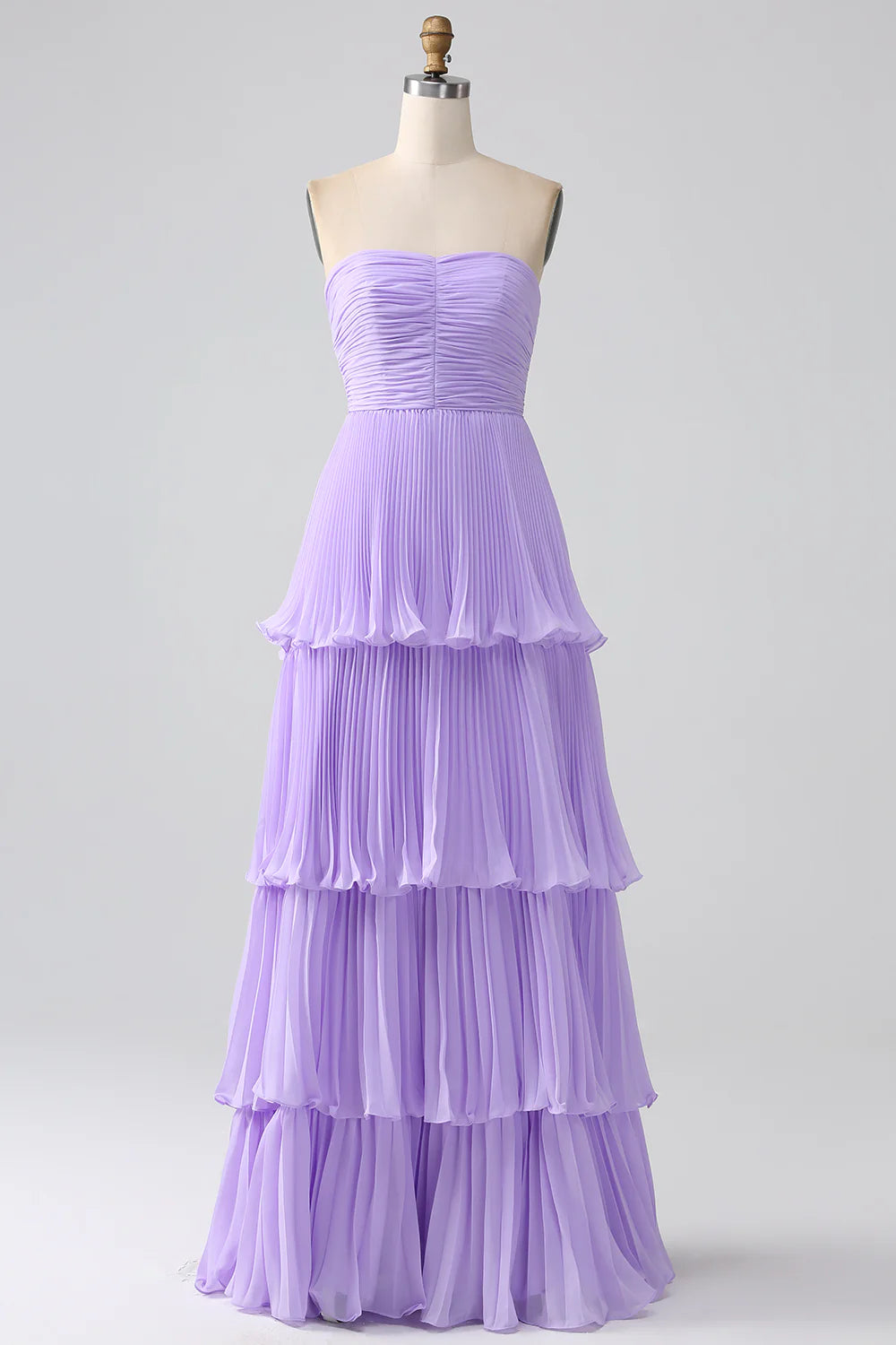 Dusty Sage A Line Sweetheart Tiered Chiffon Floor Length Dress
