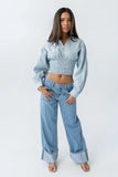 Yena Smocked Blouse in Blue
