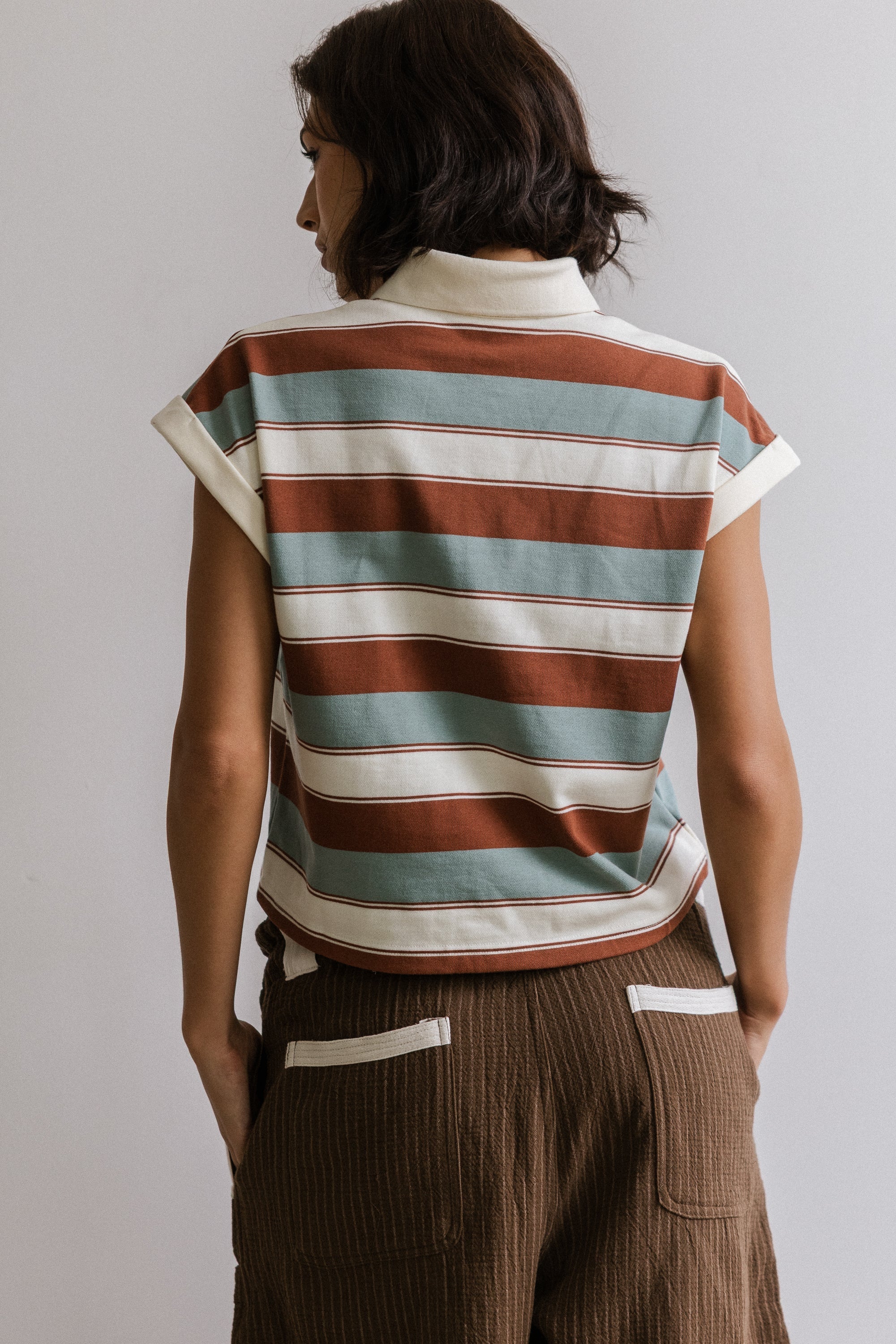 Niko Striped Top in Camel