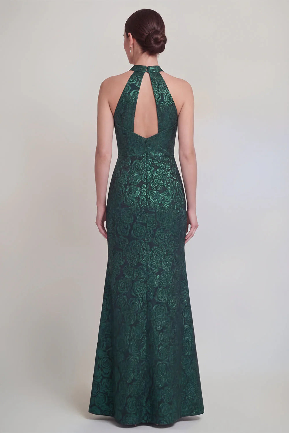 Halter Jacquard Mermaid Sage Green Mother of the Bride Dress