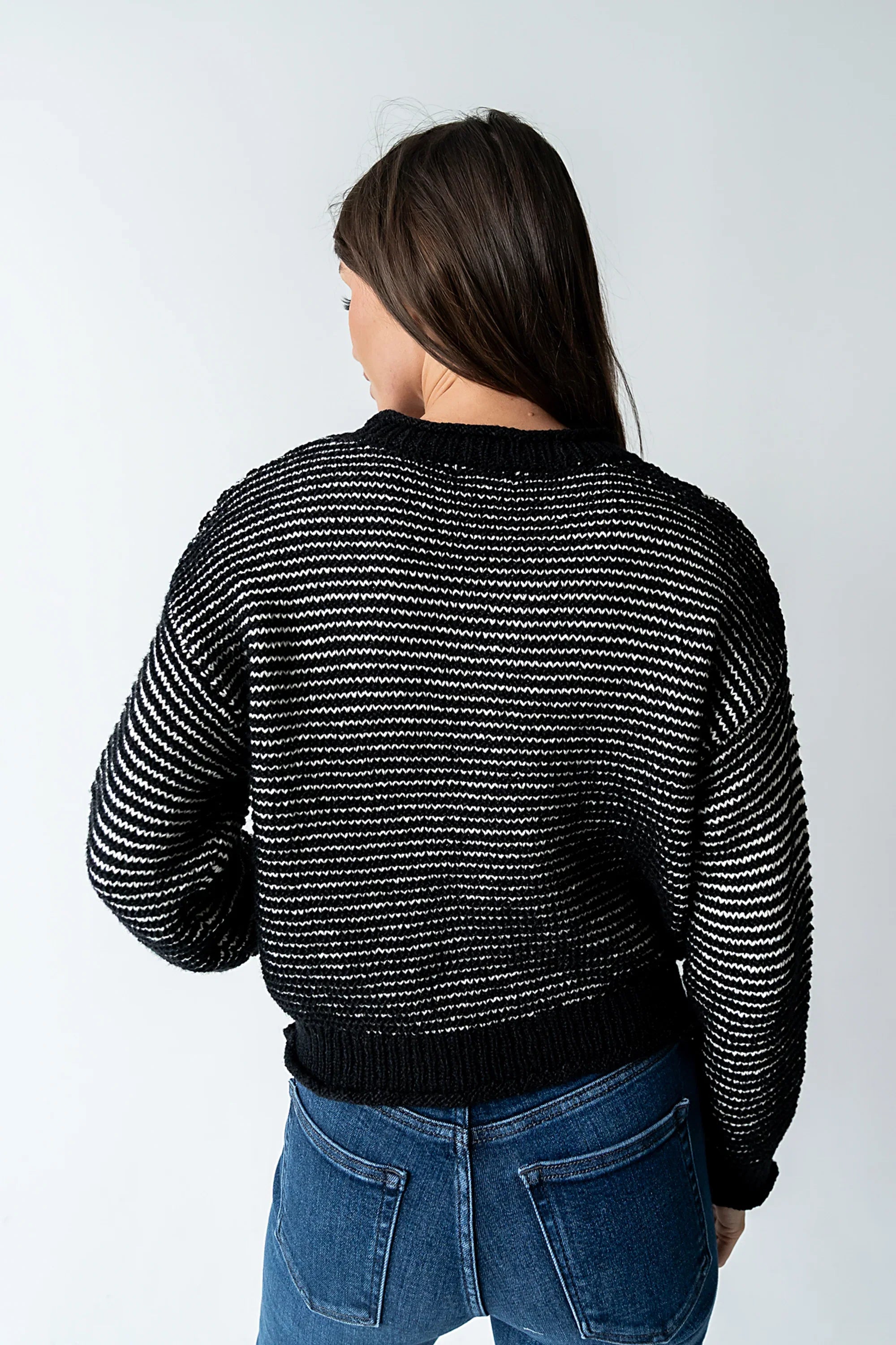 Tracey Striped Oversized Sweater in Black