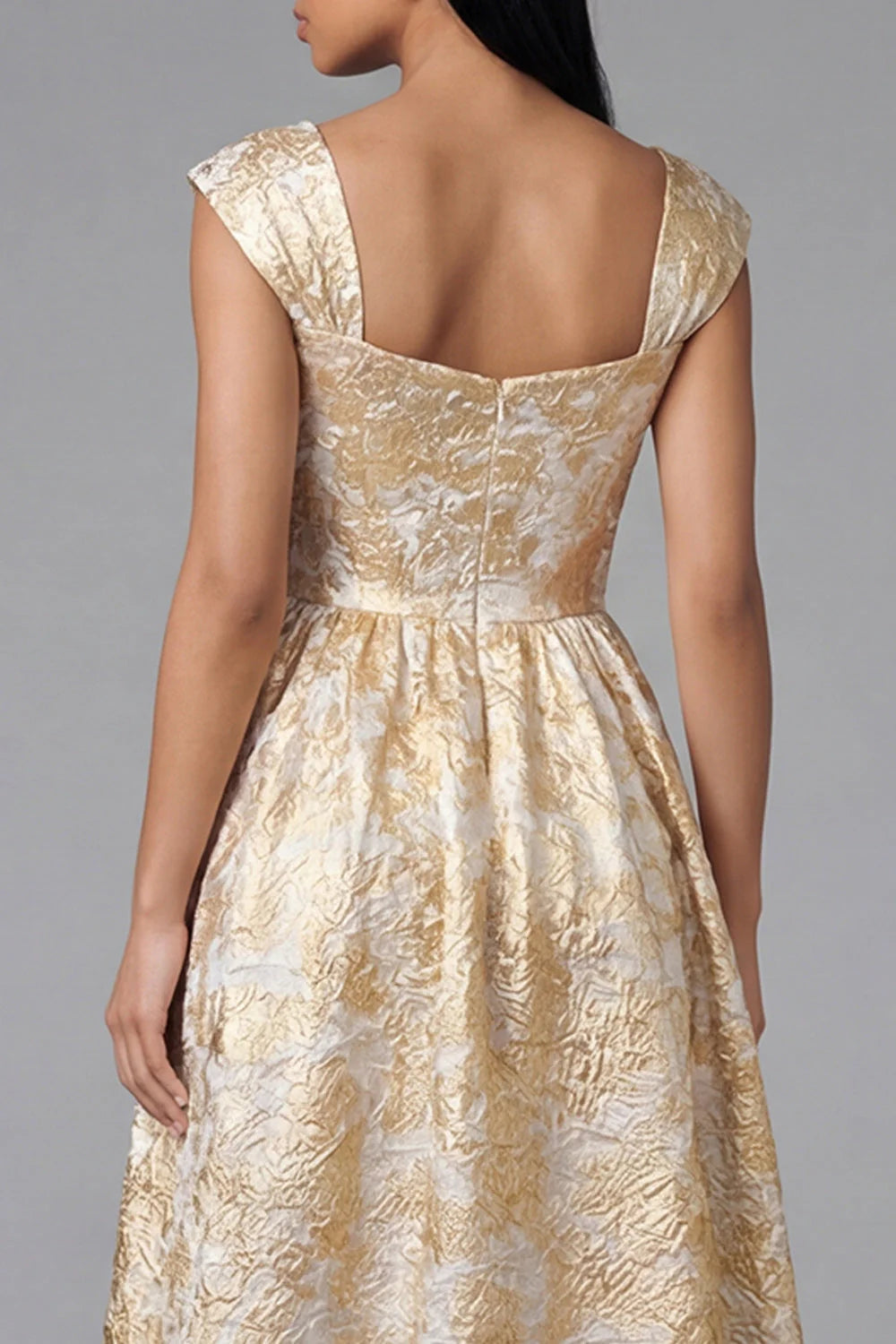 Black Printed A Line Midi Wedding Guest Dress