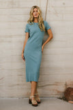 Emmie Ribbed Midi Dress in Teal FINAL SALE