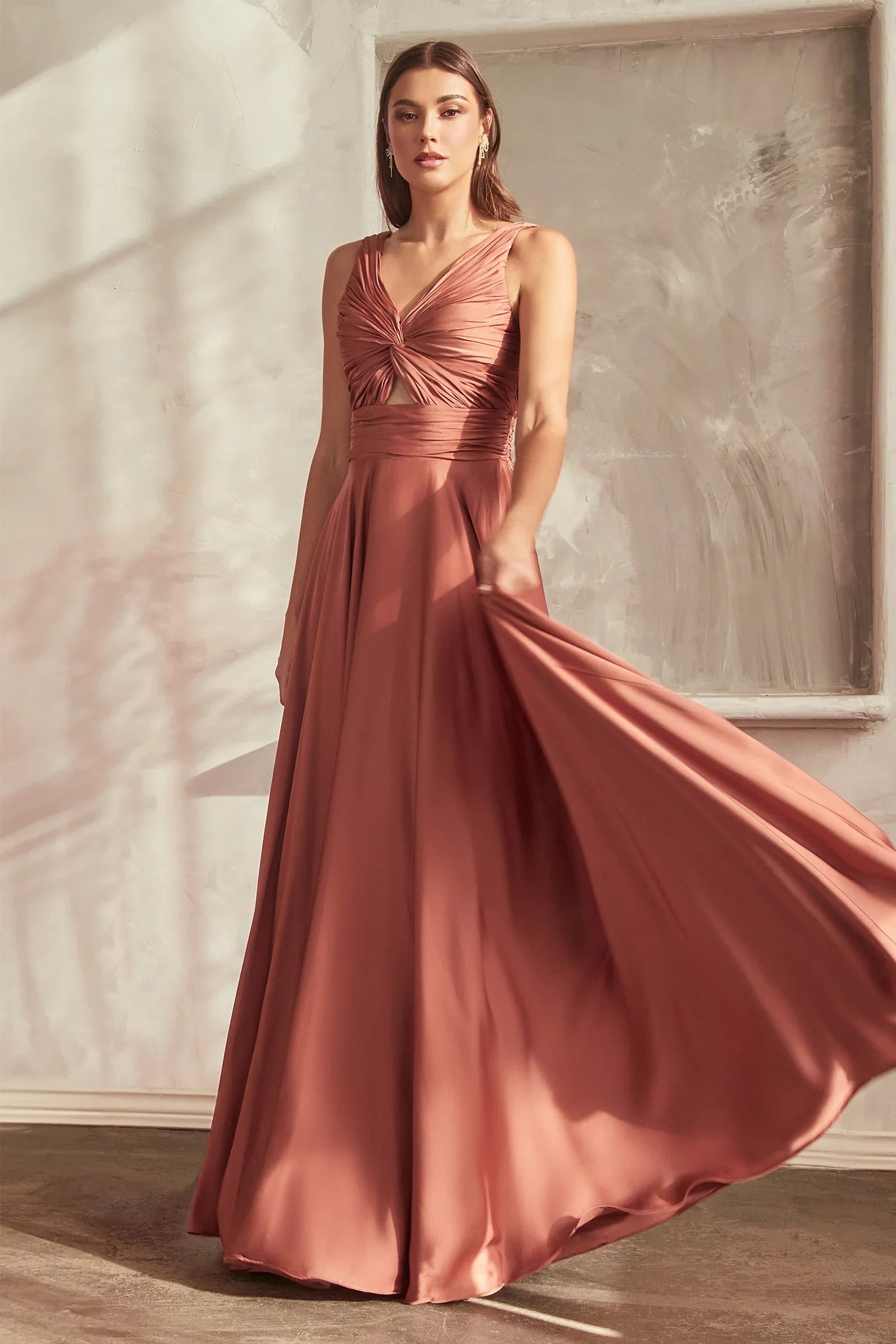 Marlena Gown A Line Keyhole Soft Satin Dress