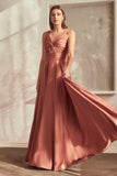 Marlena Gown A Line Keyhole Soft Satin Dress
